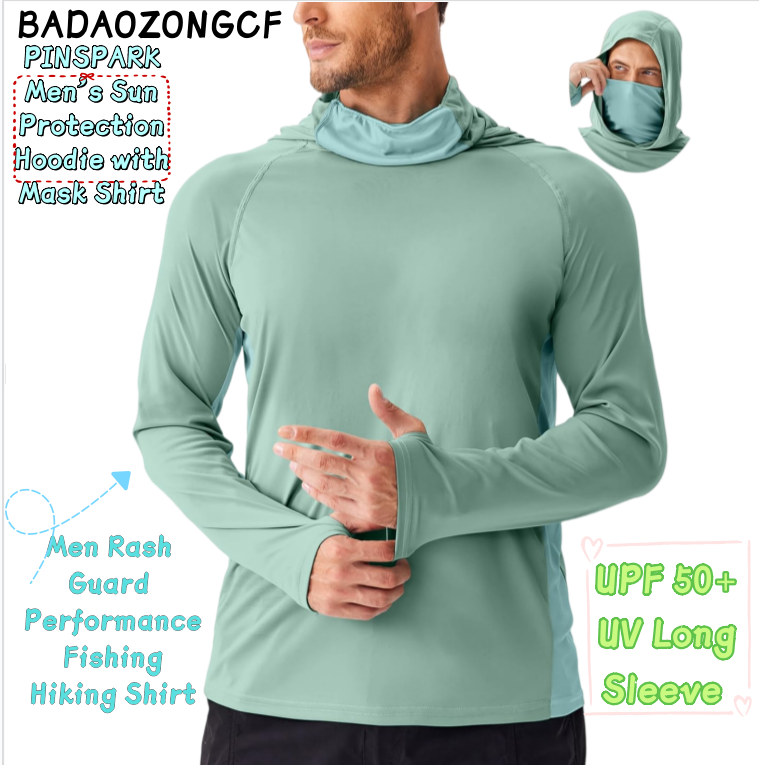 Fishing Mask Sun Protection - PINSPARK Men's Sun Protection Hoodie with