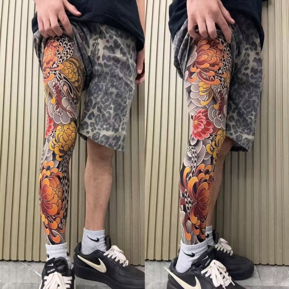 Fishing Socks - Full Leg Fake Tattoo Socks Printed